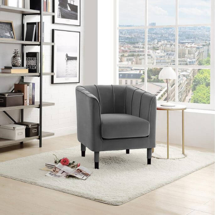 Fauteuil cabriolet moderne en velours Maryland